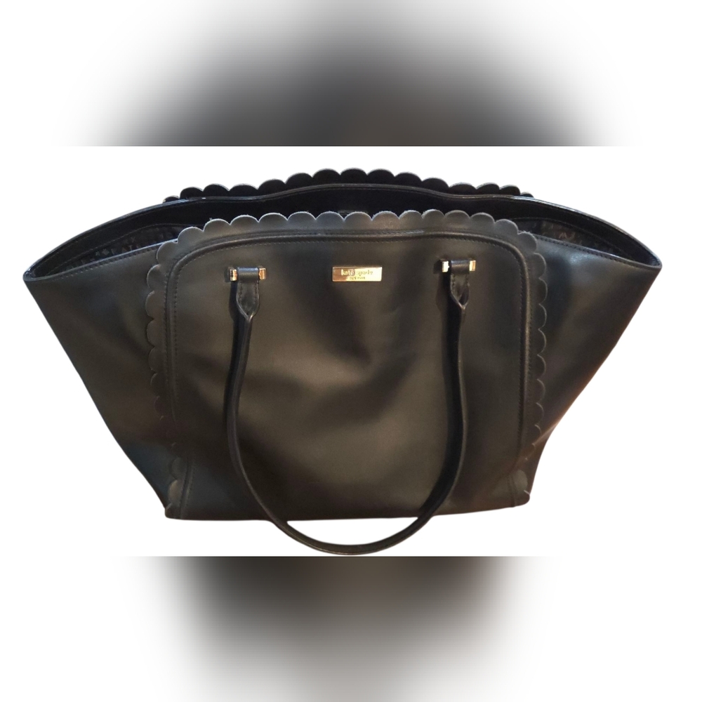 Kate Spade - Large New York Maple Court Maxime Scallop Black Tote 19x11x6 - Picture 2 of 16